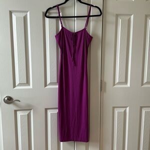 Bright Purple Midi Dress with Slit - Sz Large
